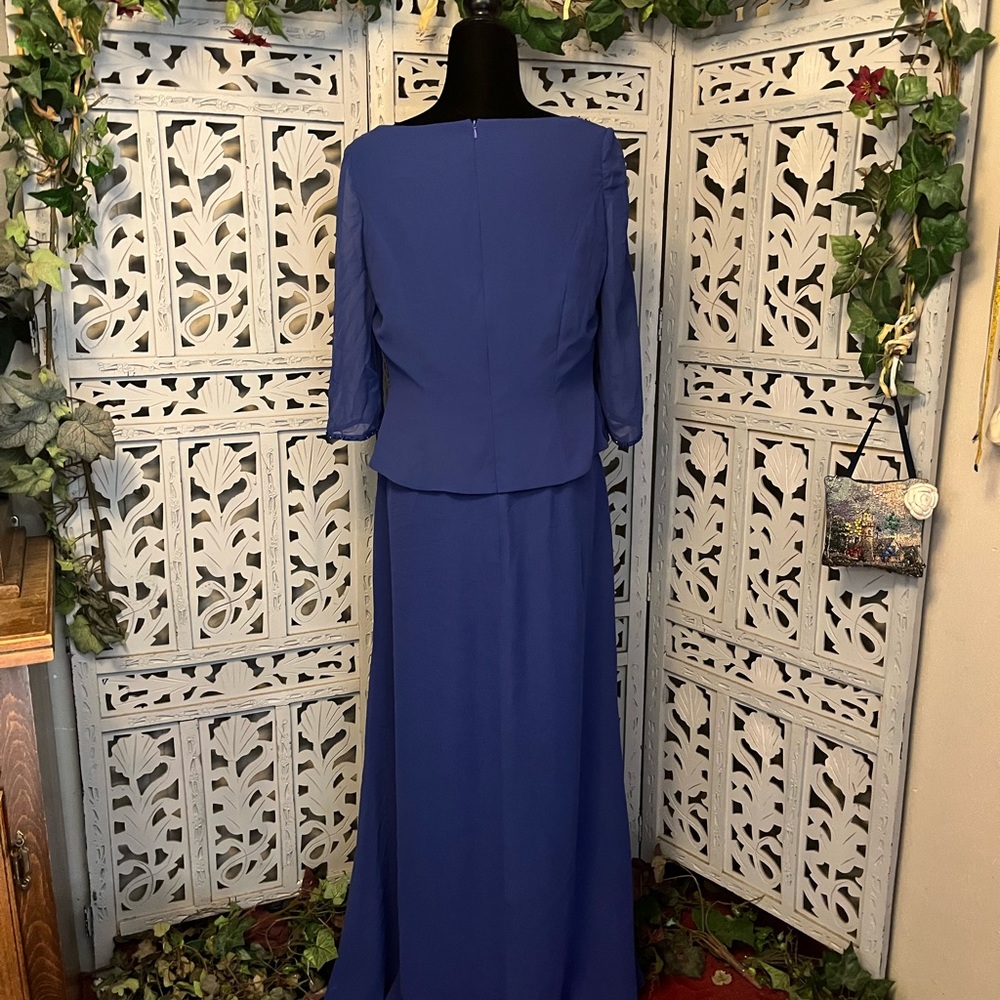 JADE BY JASMINE PRETTY PERIWINKLE BLUE WITH BEADING SHORT SLEEVE FORMAL DRESS - Picture 8 of 13